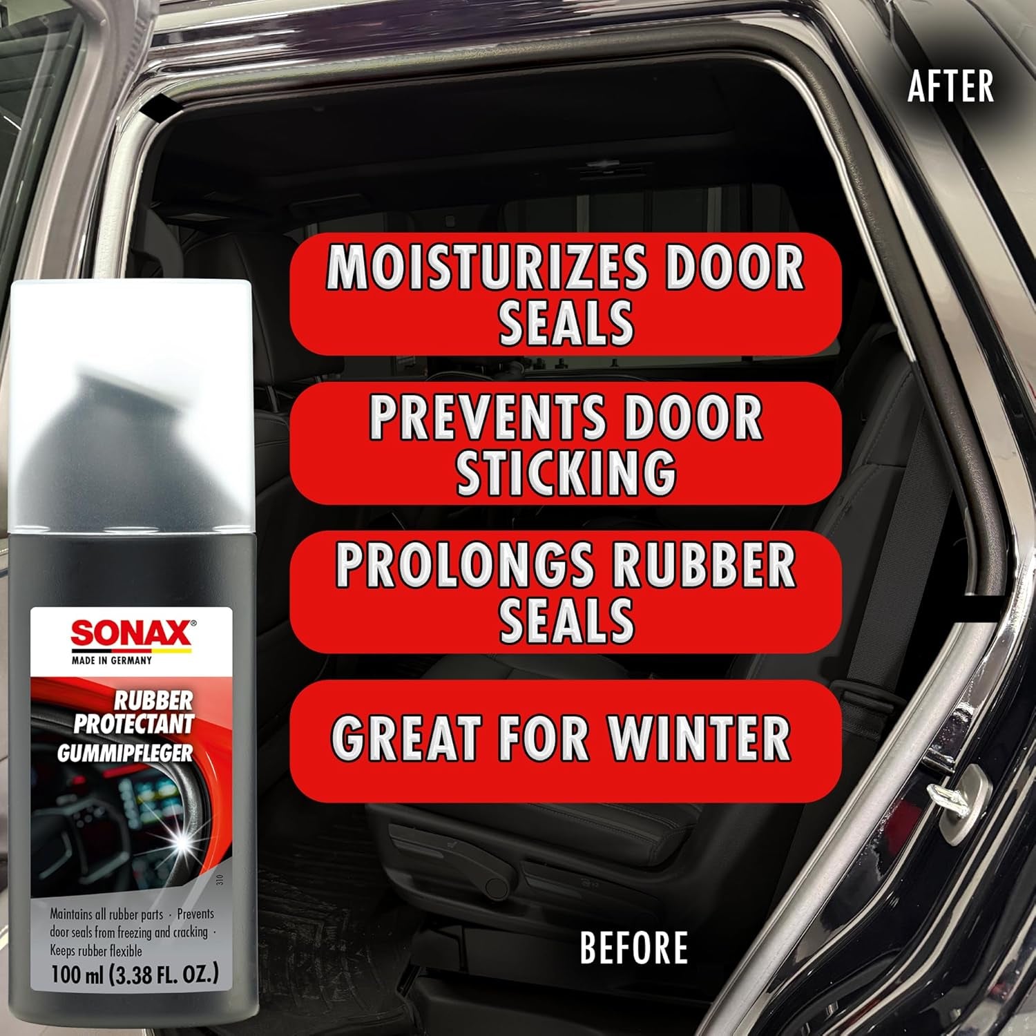 Rubber Protectant | Gummipfleger | Rubber Trim and Seal Conditioner | Prevents Sticking in Winter | Easy Application | Prolongs Rubber Seals | 340100
