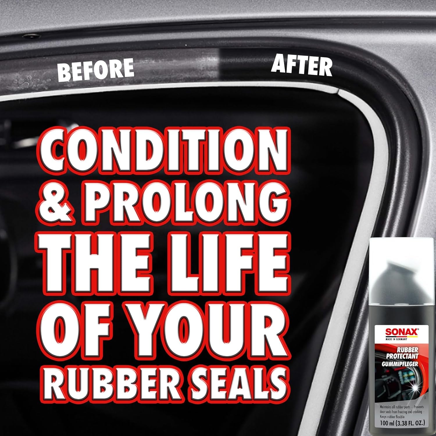 Rubber Protectant | Gummipfleger | Rubber Trim and Seal Conditioner | Prevents Sticking in Winter | Easy Application | Prolongs Rubber Seals | 340100