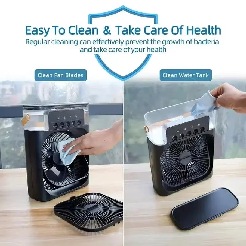 Portable Fan Air Conditioners USB Electric Fan Air Cooler LED Night Light Water Mist Fun 3 in 1 Air Humidifier for Home